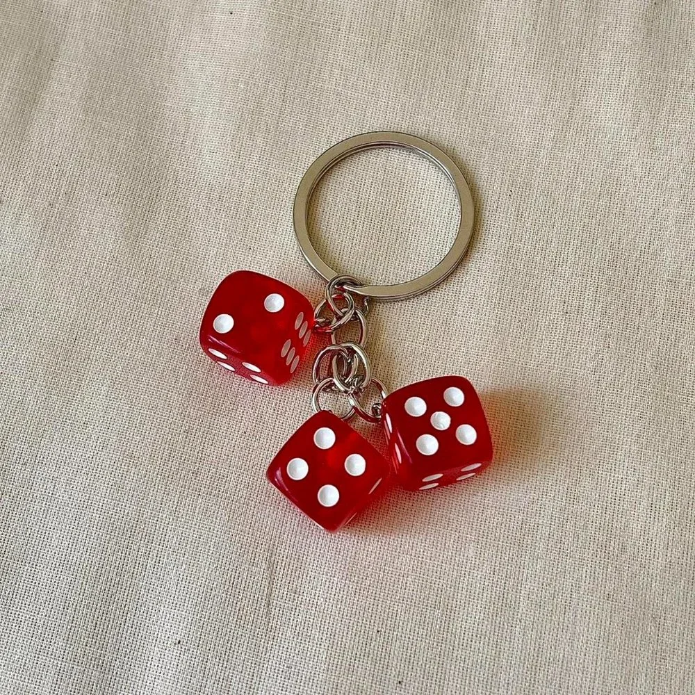 y2k 2000s red dice keyring for keychain